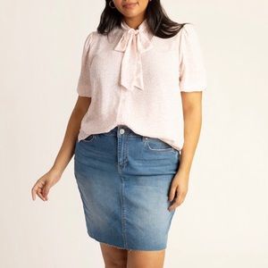 Eloquii Printed Tie Neck Blouse Women’s Plus Size 18